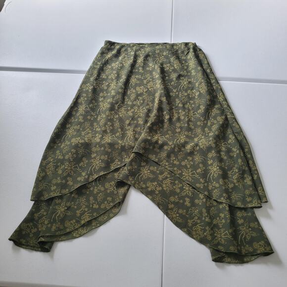 Whimsigoth Skirt Women Medium Green Asymmetric Layered Fairy Grunge SkeletonMidi - Picture 1 of 7